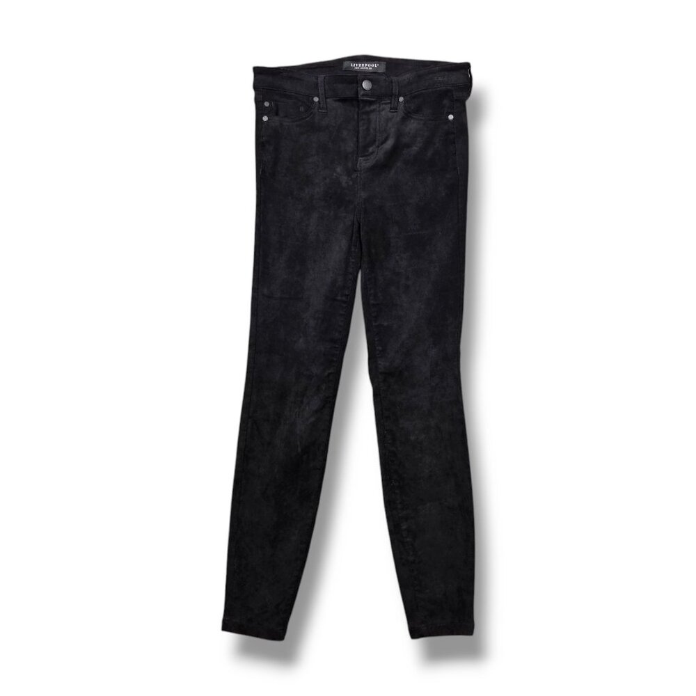 Liverpool Abby Ankle‎ Pants Womens 6 Black Faux Suede Mid Rise